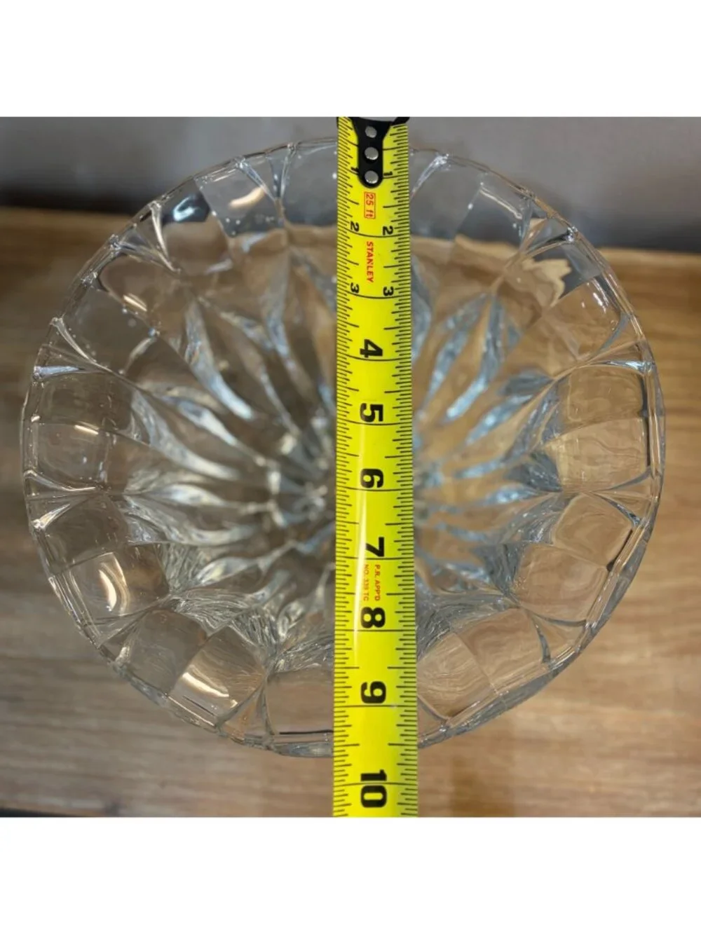 Vintage Crystal Glass Bowl Scalloped Edge Cut Glass Centerpiece Bowl 9.5